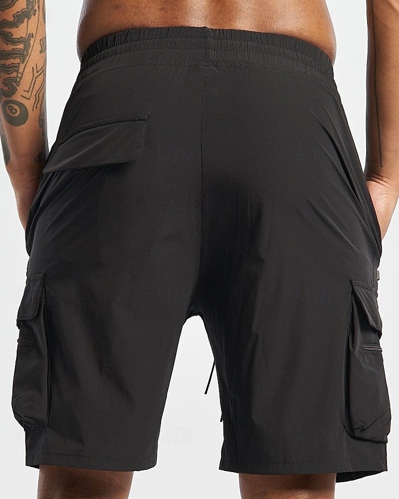Homens Bermuda Cargo Calção Com Cordão Cintura elástica Bolso Com Zíper Tecido Secagem Rápida Vestível Curto Ao ar livre Diário Acampar e Caminhar Moda Clássico Preto Amarelo de 2025 por $22.99 –P4