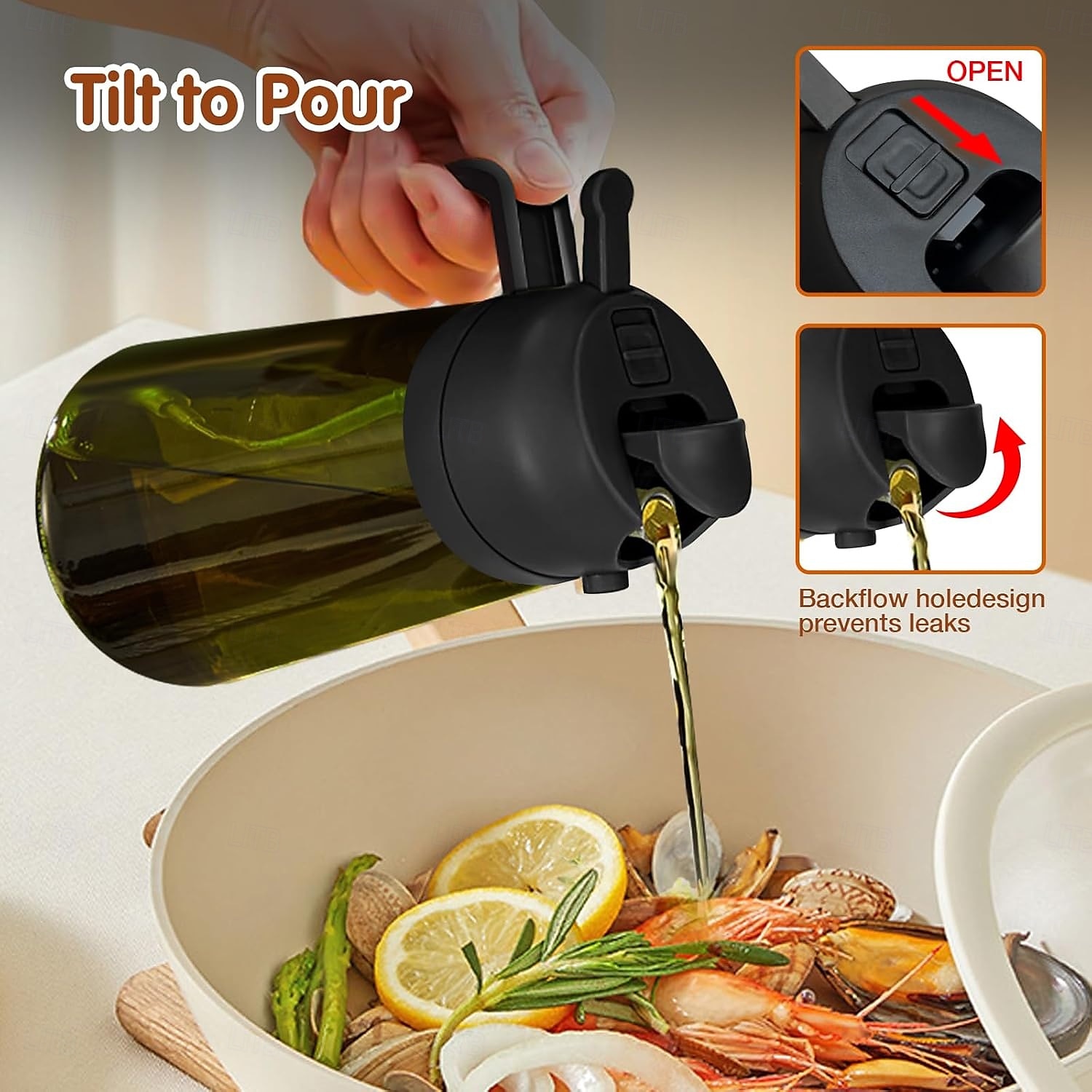 16oz/470ml σκούρο ψεκαστήρα λαδιού που μπλοκάρει το φως για μαγείρεμα, μπουκάλι διανομής ελαιολάδου 2 σε 1 για κουζίνα, premium σκούρο πράσινο γυάλινο μπουκάλι λαδιού, mister λαδιού ποιότητας τροφίμων 2025 - $6.99 –P3