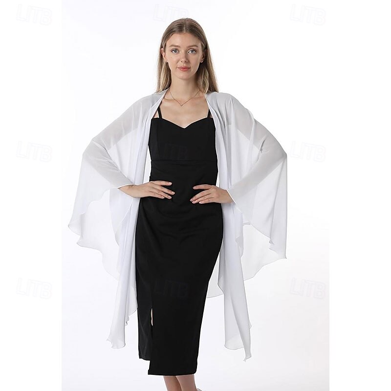 scialli e mantelle in chiffon, scialle per feste di nozze, sciarpa per donna, abito da sera da sposa, abiti per occasioni speciali del 2025 a $29.99 –P18