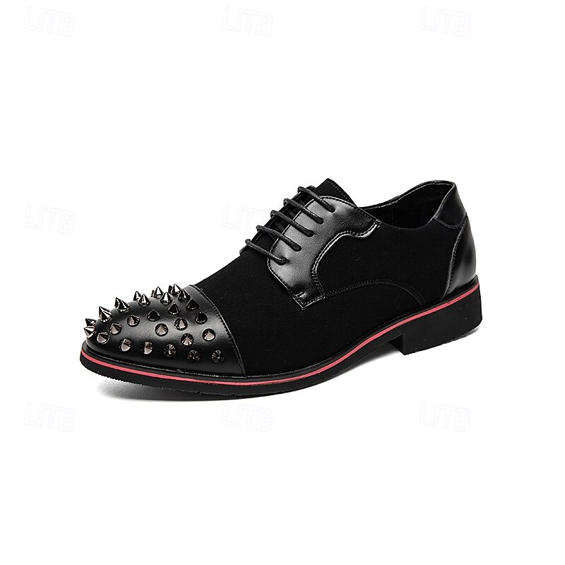 scarpe derby da uomo - misto pelle sintetica e pelle scamosciata con dettagli rivettati, eleganti calzature casual da uomo, perfette per ufficio, feste e uso quotidiano del 2025 a $46.99 –P1