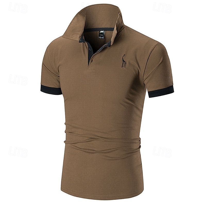 Per uomo Polo Camicia da golf Golf Informale Sport Classico Manica corta Essenziale Color Block Cervo Pulsante frontale Estate Primavera Standard Marrone Scuro Grigio scuro Nero Bianco Giallo Borgogna del 2025 a $12.99 –P6