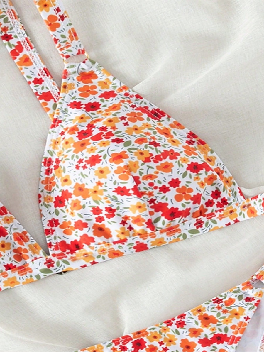 Női Fürdőruha Bikini 2 darab Merész Fürdőruha Nyitott hátú Vékony Szabadság Strandruházat Virágos V-alakú Ujjatlan Fürdőruhák 2025 - $16.49 –P12