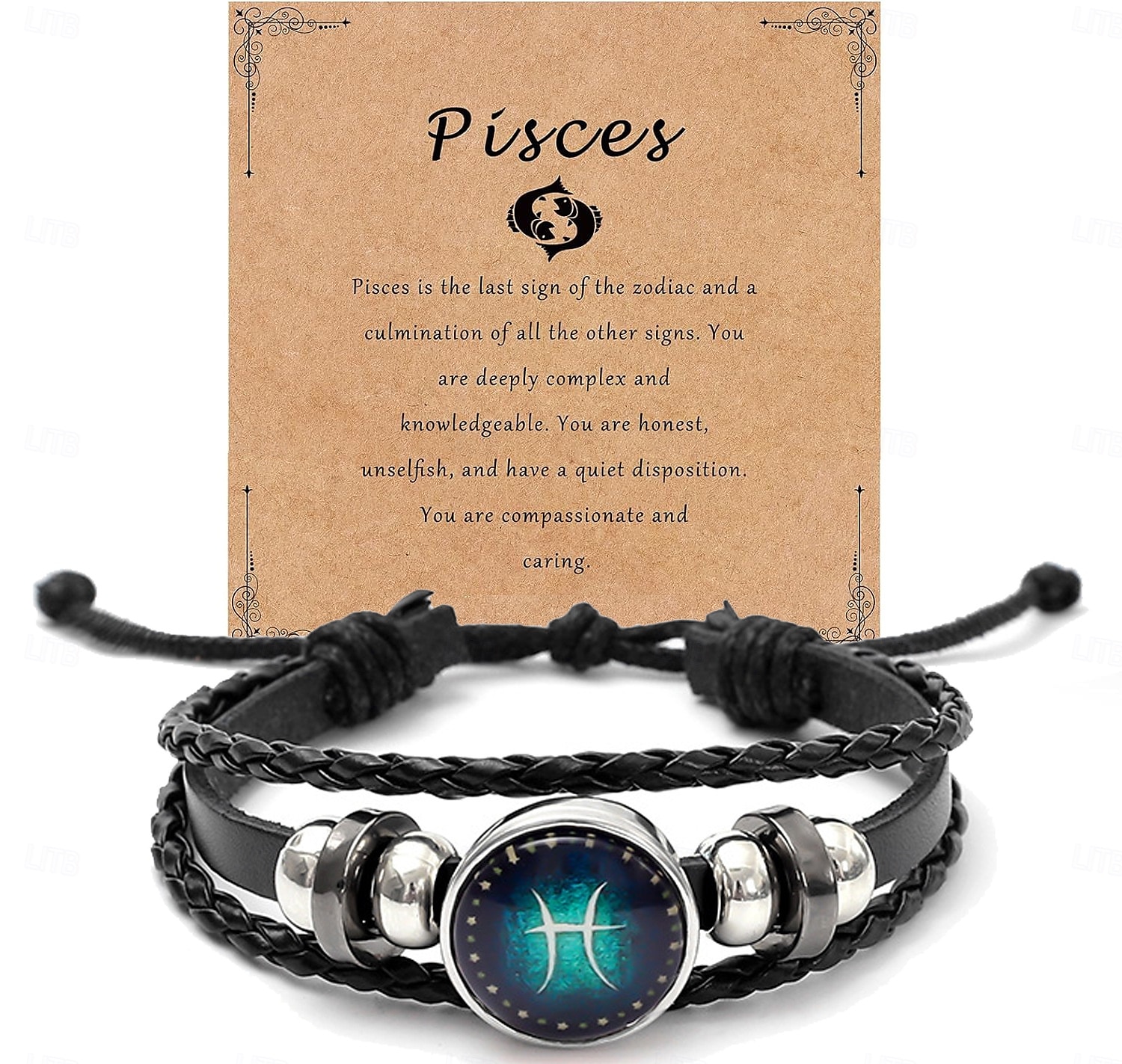 multilayer constellation zodiac läder armband handgjorda vävda stjärntecken wrap armband armband för kvinnor män smycken födelsedagspresent 2025 - $14.99 –P6