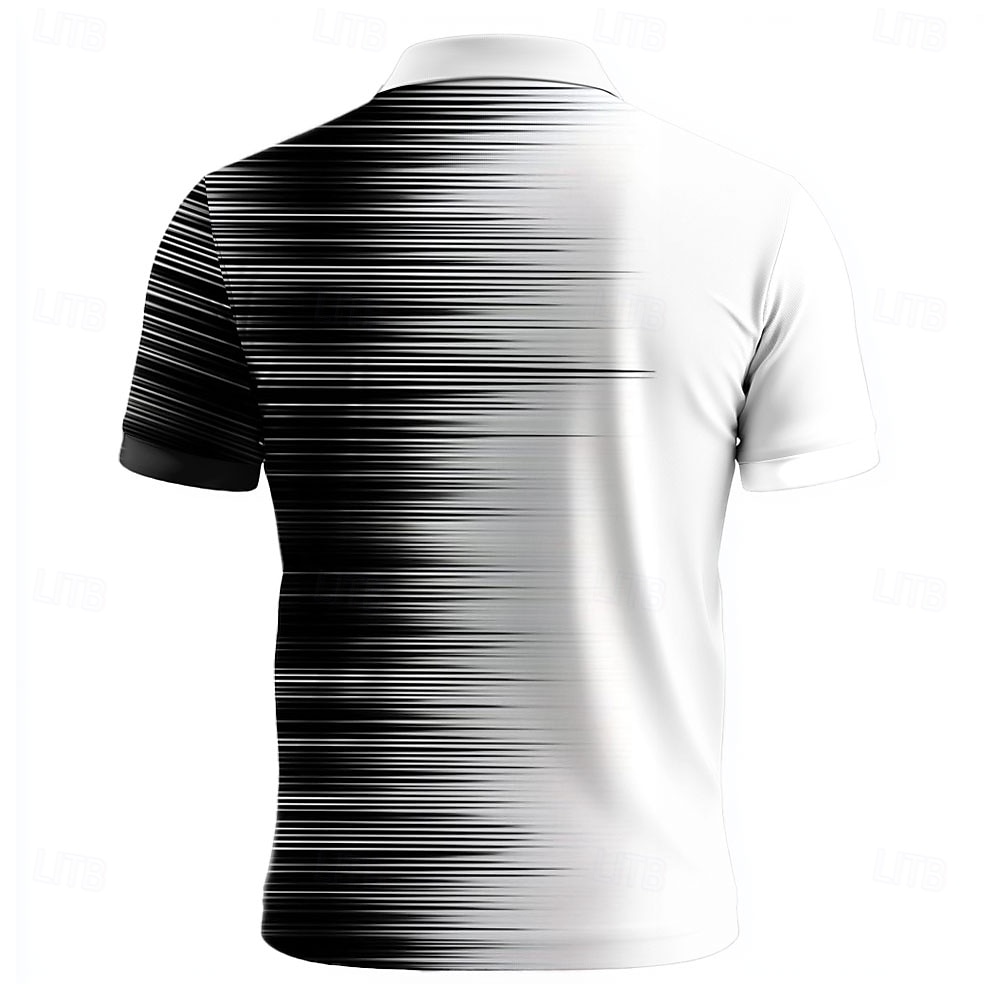Homme Géométrique Ligne Polo Manche Courte Polos Chemises à Col Occasionnel École Extérieur Tenue quotidienne Vêtements de maison Impression 3D Été Noir de 2025 ? $27.99 –P2