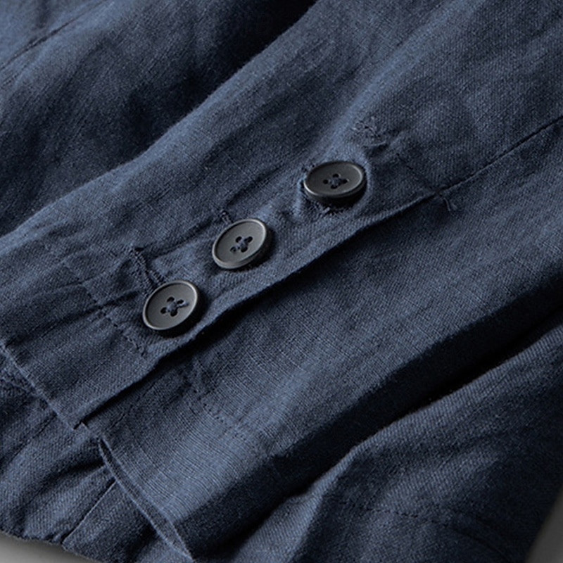 Men's 100% Linen Blazer Blazer Business Cocktail Party Wedding Party Fashion Casual Spring Autumn / Fall 100% Linen Plain Buttons Pocket Comfortable Single Breasted Blazer White Navy Blue khaki Gray 2025 - $102.99 –P4