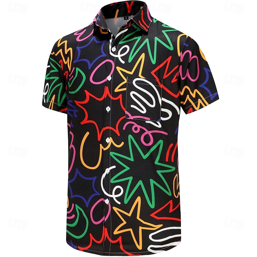 Retro Vintage 1970er Hemd Aloha-Hemd Hippie Disco Psychedelisch Herren Urlaub Party Pride Parade Erwachsene Hemd 2025 - $20.99 –P3