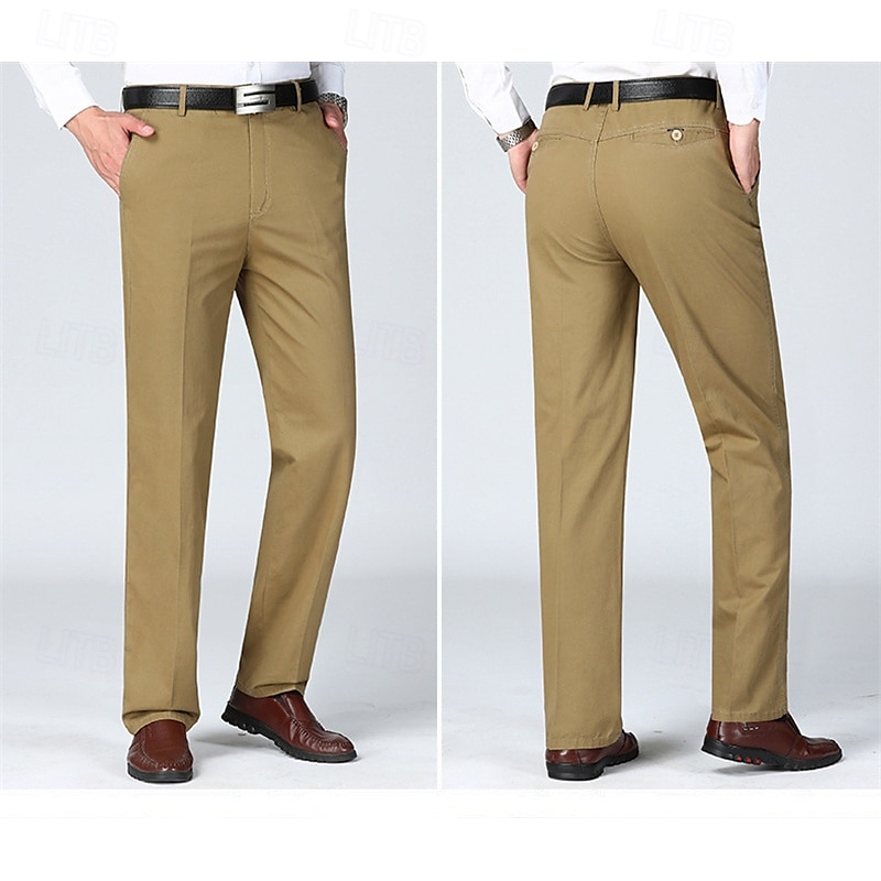 Herren Anzughosen Hose Hosen Chinesisch Chino Knopf Tasche Glatt Komfort Formal Party Arbeit Modisch Klassicher Stil Cachi scuro Hellkaki Mikro-elastisch 2025 - AU $33.49 –P20
