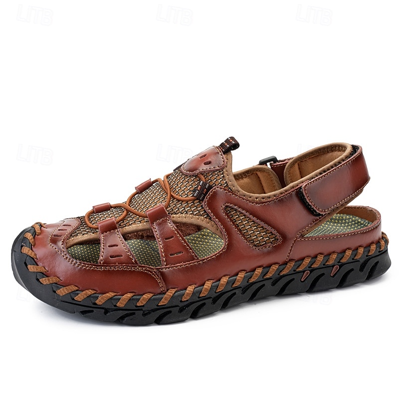 Per uomo Sandali Scarpe fatte a mano Pelle crosta Traspirante Comodo Antiscivolo Con lacci intrecciali Giallo-marrone Nero Marrone del 2025 a $34.99 –P3