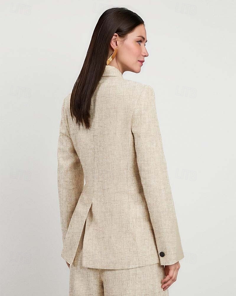 Linstoff Blended Buksedress Mor til Bruden Blazer Sett Elegant Vintage Enkel Notch Krage Gulvlengde Lang Erm med Sløyfer Knapper 2025 - $189.99 –P3