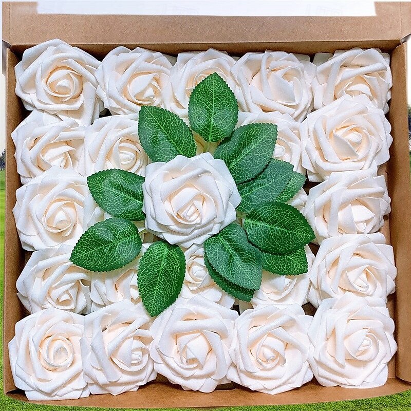 25 Stück, künstliche Rosen in Retro-Pink, Simulationsblumen in Retro-Pink, Arrangements mit Rosen, die sich echt anfühlen, Szenendekor, Raumdekor, Hochzeitsbedarf, Hochzeitsgeschenke, 2025 - $20.99 –P4
