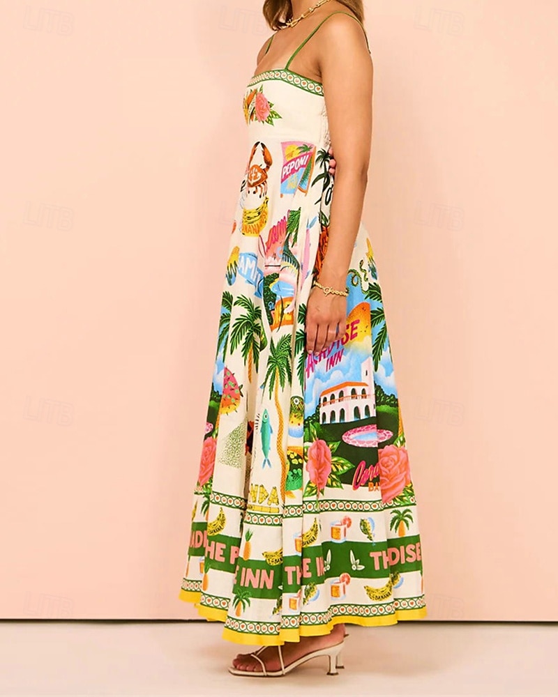 Women's Long Dress Maxi Dress Casual Dress Summer Dress Slip Dress Fashion Outdoor Holiday Date Regular Fit Tree Sleeveless Spaghetti Strap Green Summer Spring 2025 - $26.99 –P5