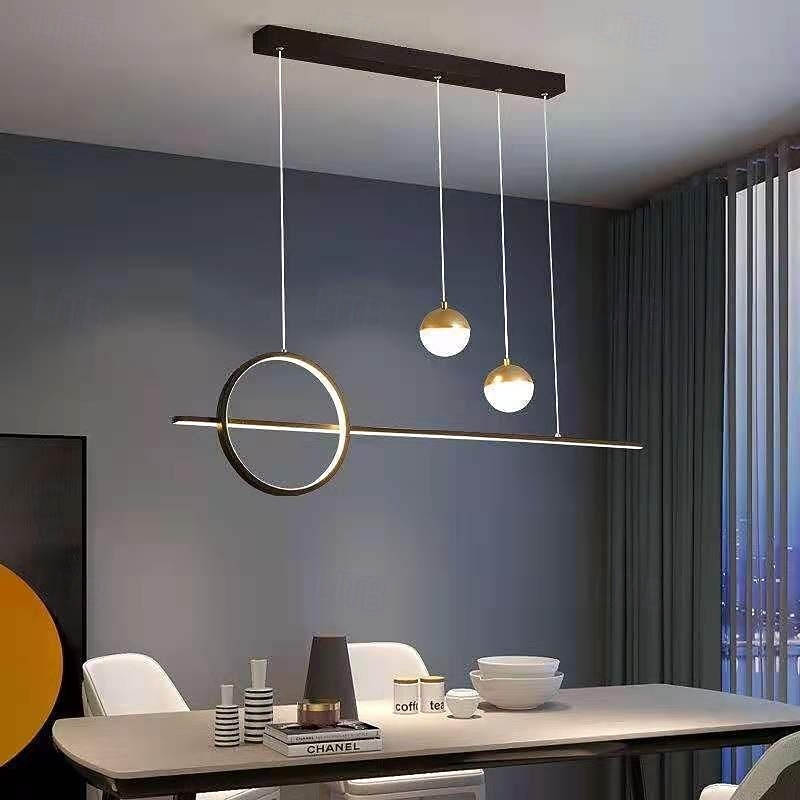 luz colgante led luz de isla de cocina moderno oro negro 80cm linterna diseño luz colgante acabados pintados de metal moderno 220-240v 110-120v 2026 - $249.99 –P7