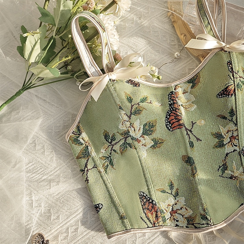 Retró Középkori Reneszánsz Fűző Prsluk Bustier Ren Faire Virágos Jacquardszövet Édes Nyak Női Kelta Fantasy Mindszentek napja Farsang Parti Alkalmi / Napi LARP Felnőttek Fűző 2025 - $48.99 –P5