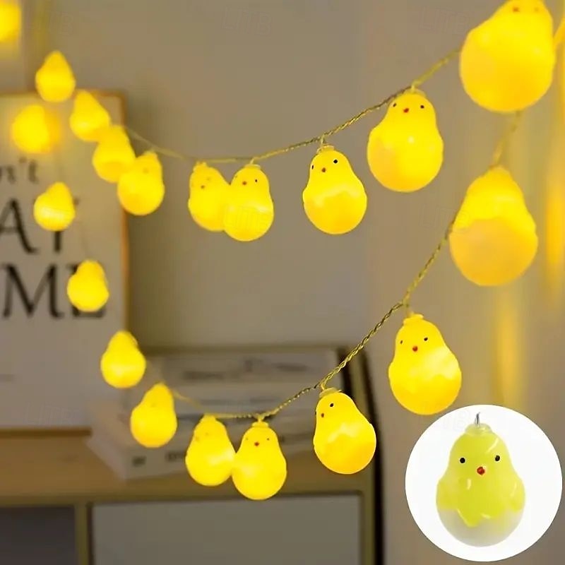 velikonoční řetězová světla králičí kuřátko víla 1,5 m 10 LED na baterie domácí zahrada balkon pokoj dovolená velikonoční párty dekorace závěsná světla 2025 - $9.99 –P9