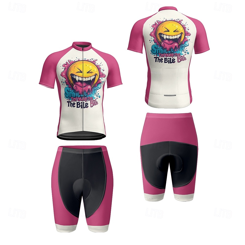 Voor heren Wielrenshirt met shorts Korte mouw Bergracen Wegwielrennen Fuchsia Rode roos Grafisch Fietsen Spandex Sport Grafisch Letter en nummer Kleding 2025 - $47.99 –P7