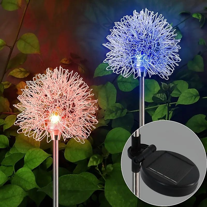 2pcs Outdoor Solar Dandelion Aluminum Ball Garden Light LED Landscape Light No Wiring Required for Courtyard Pathway Terrace Flower Bed Camping Holiday Party Decoration 2025 - $32.99 –P2