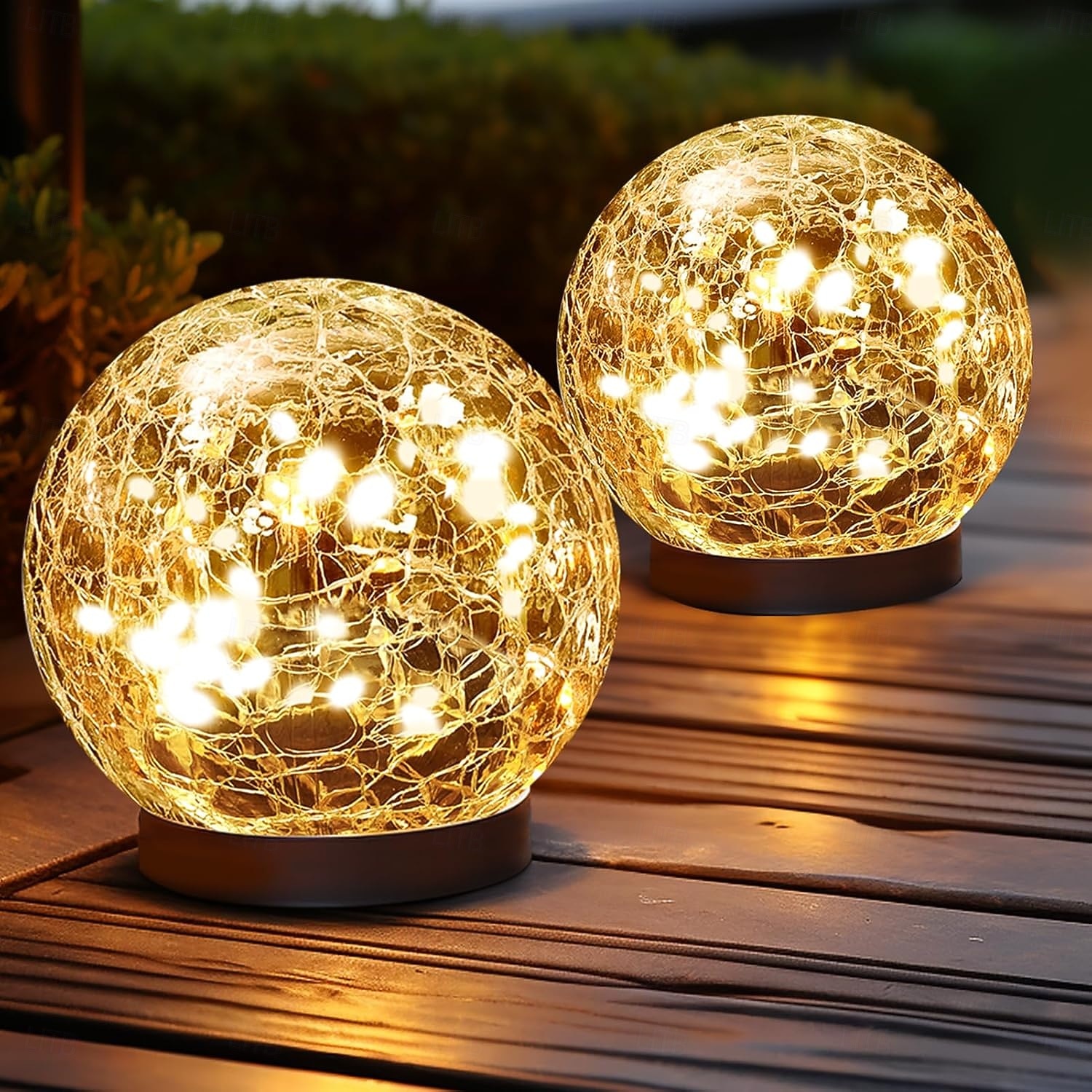 2 Pcs 12CM-35Lets Outdoor Solar Cracked Glass Ball Ground Plug in Light Courtyard Garden Lawn Path Wedding Festival Atmosphere Decorative Light 2026 - $29.99 –P9