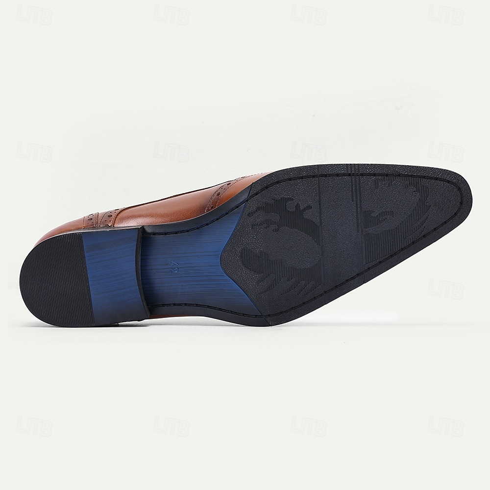 scarpe brogue da uomo in pelle di prima qualità - design sfumato rosso-marrone, calzature eleganti e alla moda per uomo, ideali per eventi formali, matrimoni e occasioni di lavoro del 2025 a $94.99 –P6