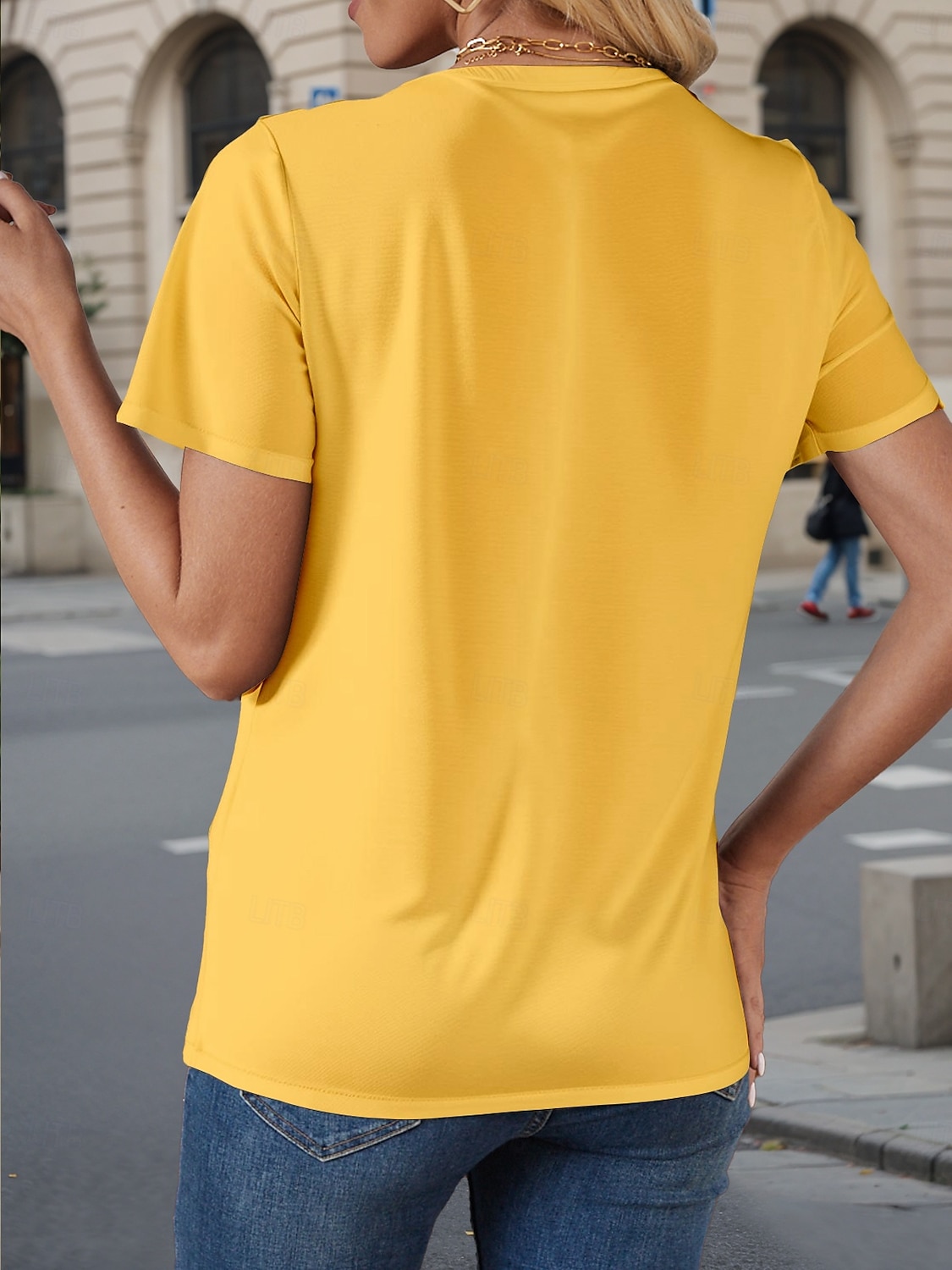 Pentru femei Tricou Imprimeu Culoare solidă Simplu Stilat Casual Manșon scurt În V Topuri obișnuite Zilnic Ieșire Sfârșit de săptămână Negru Alb Galben Trifoi Alburiu Vară Primăvară 2026 - $21.99 –P2