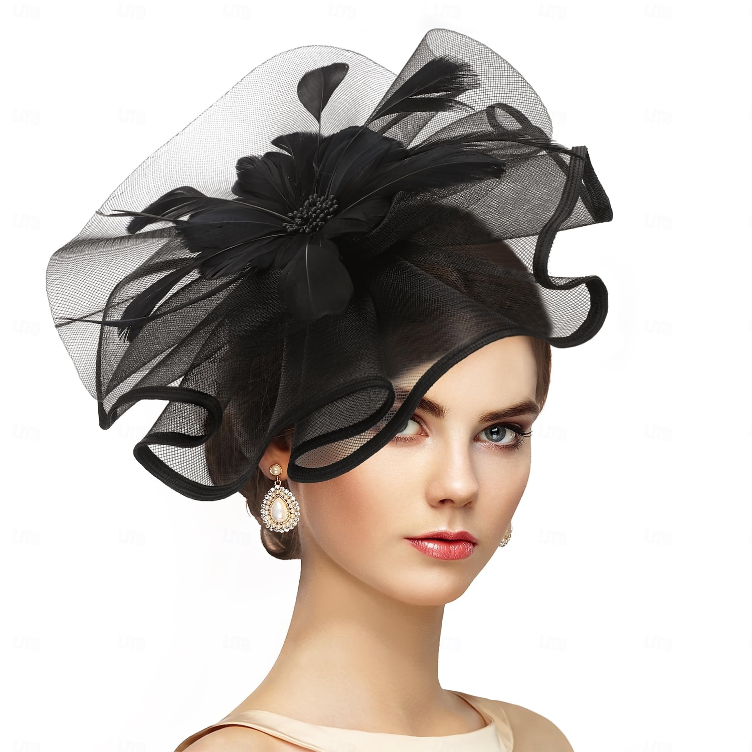 vintage teejuhlahattu - 2025 mesh kentucky fascinators pääpanta kukka höyhen derby hatut naisten tytöille 2025 - $17.99 –P1