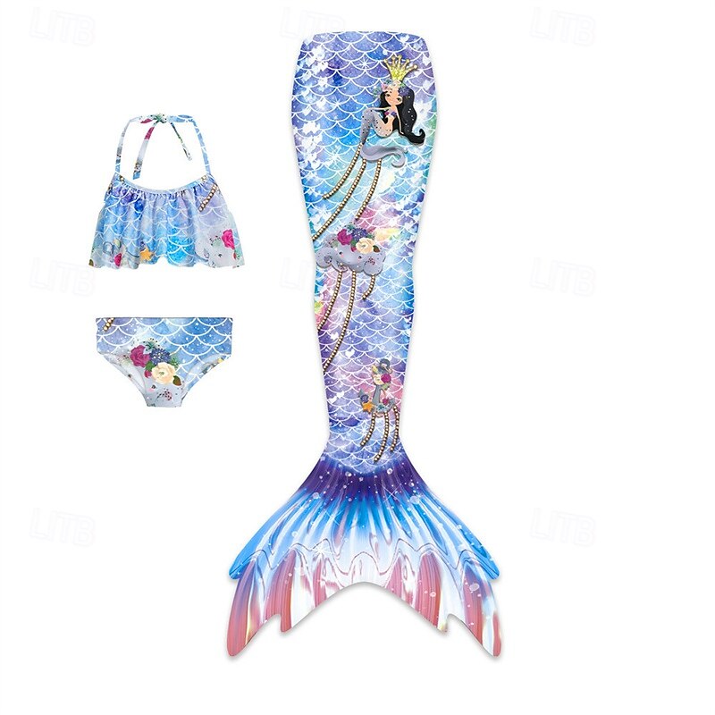 Παιδιά Κοριτσίστικα Μαγιό Mermaid Μαγιό Αργίες Παραλία Ζυγαριές Διακοπές Τροπικό Μαγιό 4 έτη + Καλοκαίρι Ροζ Ανοικτό Κίτρινο 2026 - $32.99 –P10