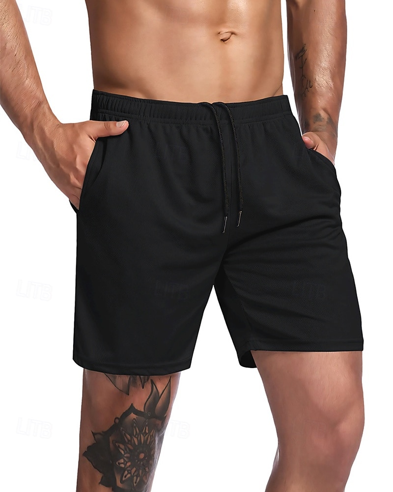 Homens Shorts ativos Shorts de moletom Calção Shorts de verão Bolsos Com Cordão Cintura elástica Tecido Conforto Curto Esportes Diário Para Noite Moda Casual Preto Verde Tropa Micro-Elástica de 2025 por $13.99 –P3