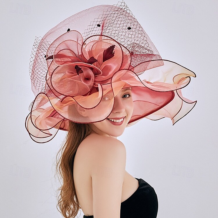 Kalap Organza Szalmakalap Előírásos Hétköznapi Estély Zsúr koktél Elegáns Szüret Napvédő Val vel Virág Sisak Fejfedők 2025 - $26.99 –P1