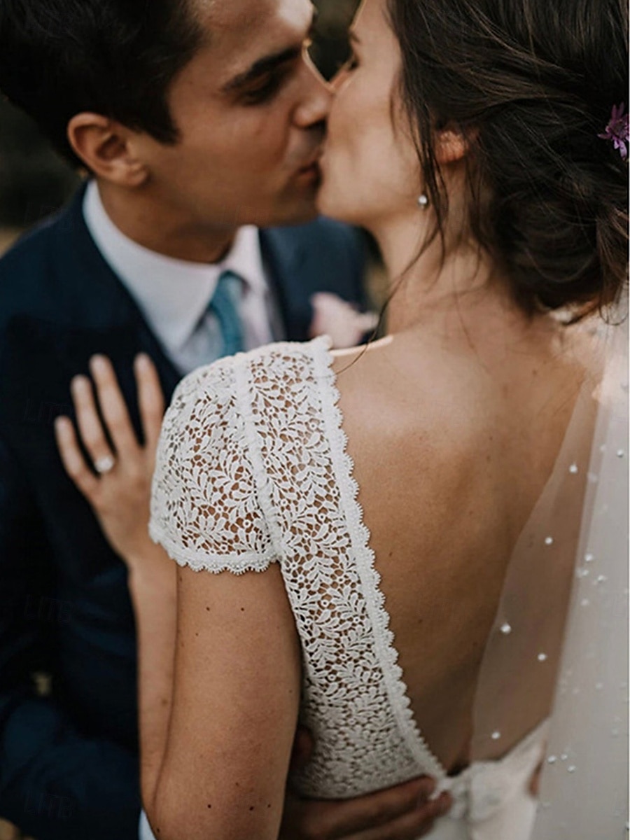 Robe de Mariée Ball Gown Col en V Bretelles Classiques Traîne de Chapelle Robes de Mariée en Chiffon avec Plis Ruchés de 2025 ? $142.99 –P7