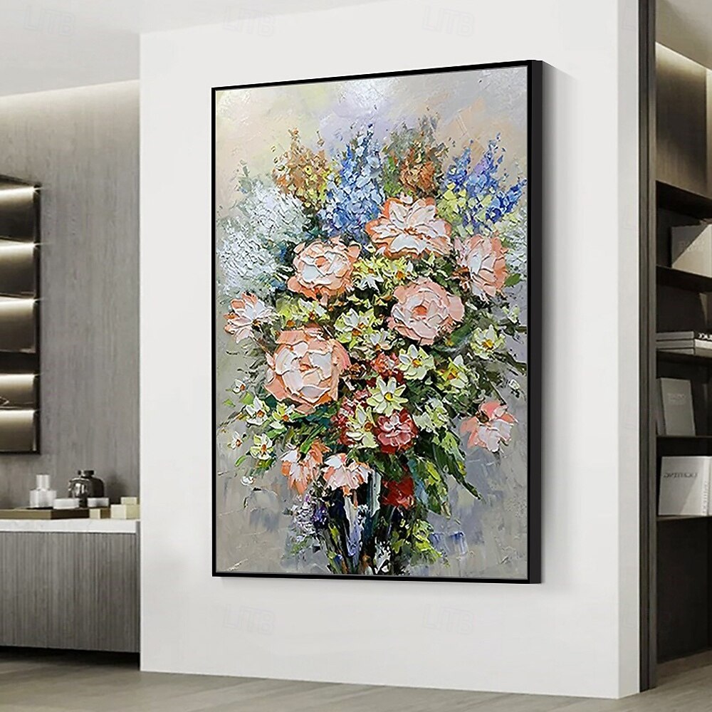 Mintura fait à la main abstrait texture fleurs peintures à l'huile sur toile art mural décoration moderne image pour la décoration intérieure roulé sans cadre peinture non étirée de 2025 ? $69.99 –P4