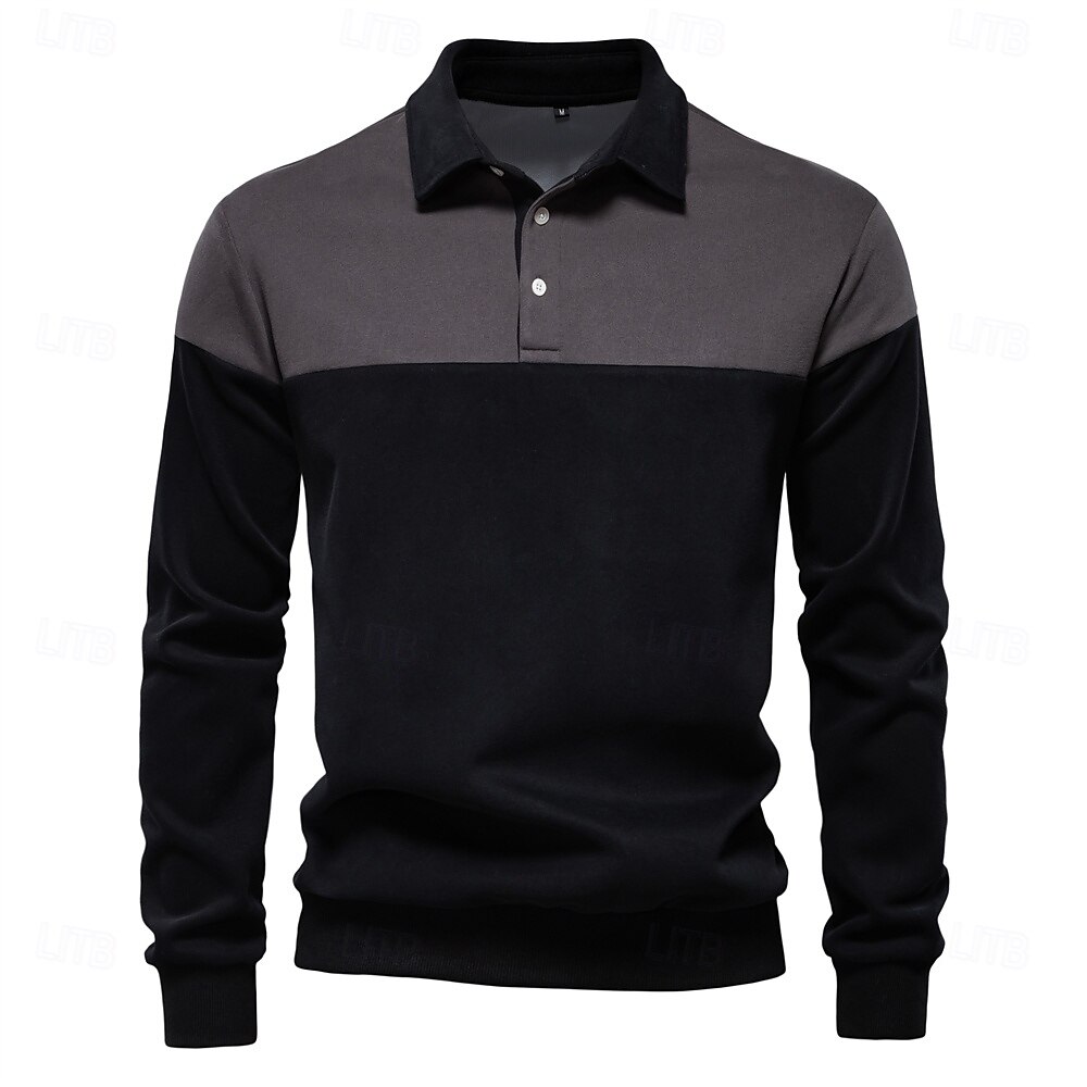 Herr Polo sweatshirt Gul Armégrön Rubinrött Blå Grön Kavajslag Färgblock Ledigt Dagligen Sport Ledigt Vår & Höst Kläder Pull Tröjor Långärmad 2025 - $25.99 –P41