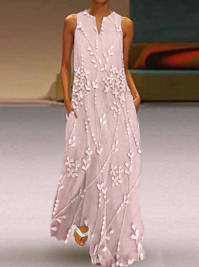 Rochie maxi de damă Rochie Tip Maieu Elegantă Vacanță Croială Normală 3D Print Grafic Floral Bloc de Culoare Fără Mâneci Gât Despicat Roz Albastru Bej Vară 2025 - $36.99 –P2