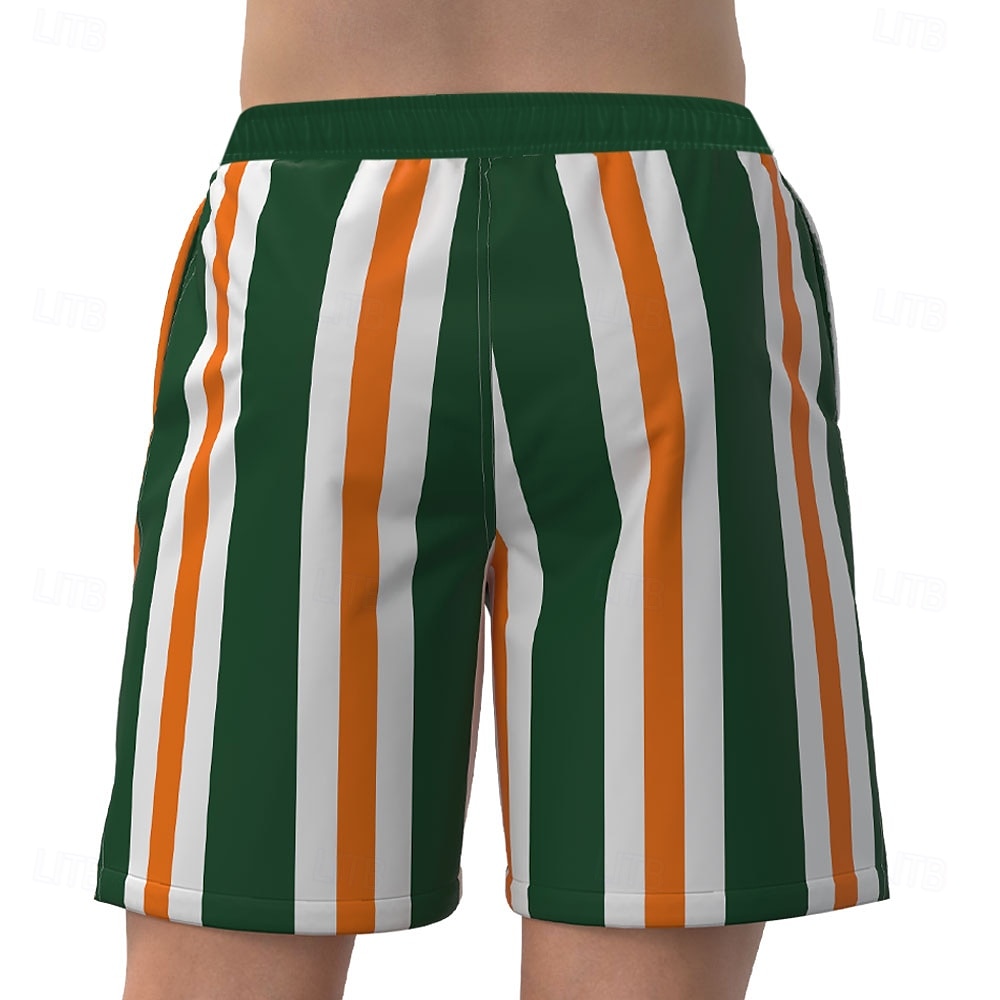 St. Patrick's Day Men's Four Leaf Clover Patriotic Irish Flag Swim Trunks Swim Shorts Board Shorts Mid Waist Hawaiian Holiday Side Pockets Mesh Lining Elastic Drawstring Waist Designer Clothing 2025 - $19.99 –P2