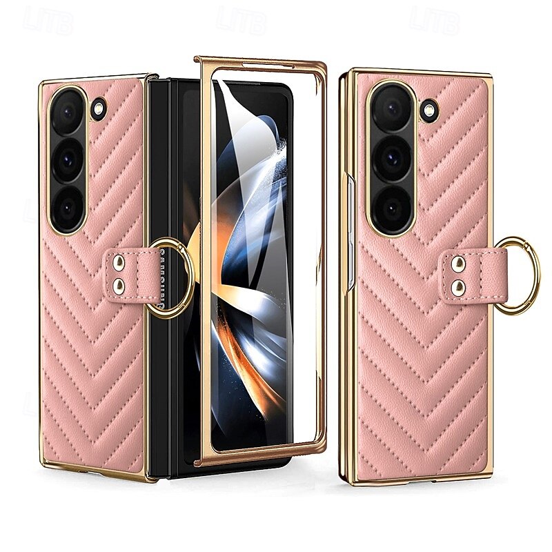 Phone Case For Samsung Galaxy Z Fold 6 Z Fold 5 Z Fold 4 Z Fold 3 Back Cover Magnetic Support Wireless Charging Ring Buckle Retro PU Leather 2025 - $27.99 –P14