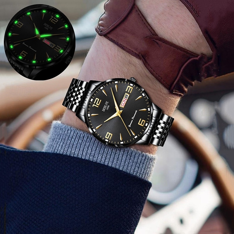1 Herren Sport Stahlband Uhr Leuchtet Im Dunkeln Kalender Wochenanzeige Licht Luxus All-In-One Legierung Mode Ultra-Dünn Digital Herren Business Uhr 2025 - $20.99 –P12