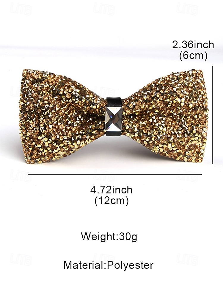 мужской галстук-бабочка со стразами золотого цвета – элегантный официальный аксессуар с кристаллами, идеально подходящий для свадеб, вечеринок и особых случаев 2026 - $11.99 –P7