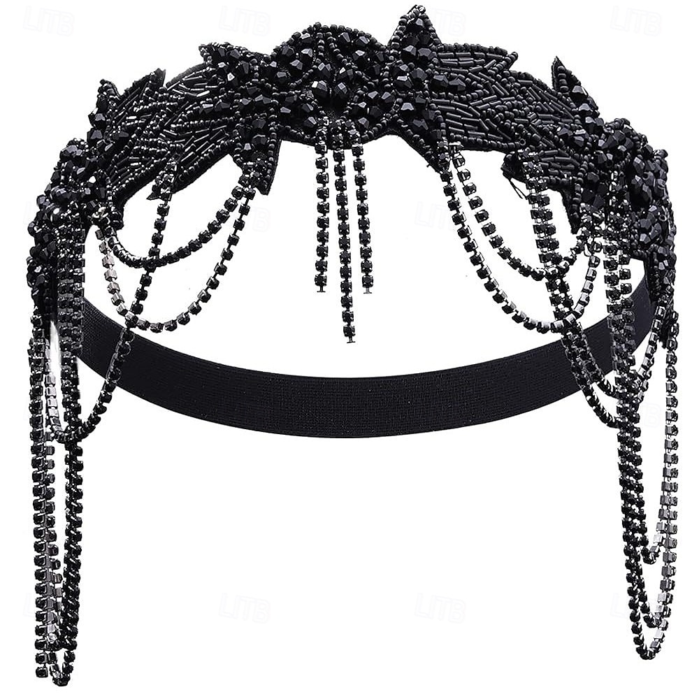 Glada 20-talet 1920-talet Flapperpannband i tjugotalsstil Den store Gatsby charleston Tofs Maskeradkläder Dam Jul Nyår alla hjärtans dag Fest Bal Möhippa Vuxna Huvudbonad 2026 - $15.99 –P2