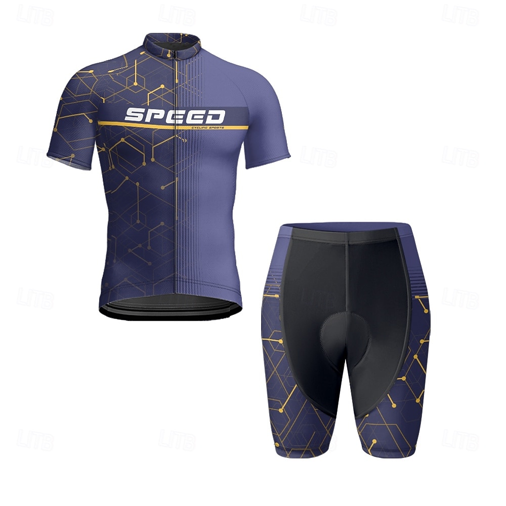 Miesten Pyöräily jersey ja shortsit Lyhythihainen Maastopyöräily Maantiepyöräily Laivaston sininen Pyörä Spandex Urheilu Kirjain ja numero Vaatetus 2025 - $47.99 –P6