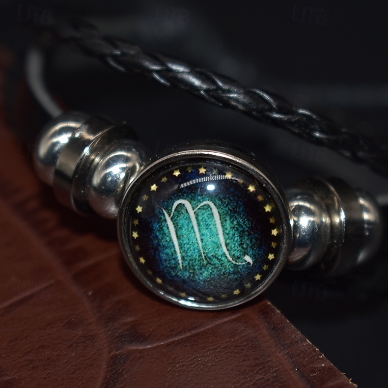 multilayer constellation zodiac läder armband handgjorda vävda stjärntecken wrap armband armband för kvinnor män smycken födelsedagspresent 2025 - $14.99 –P2