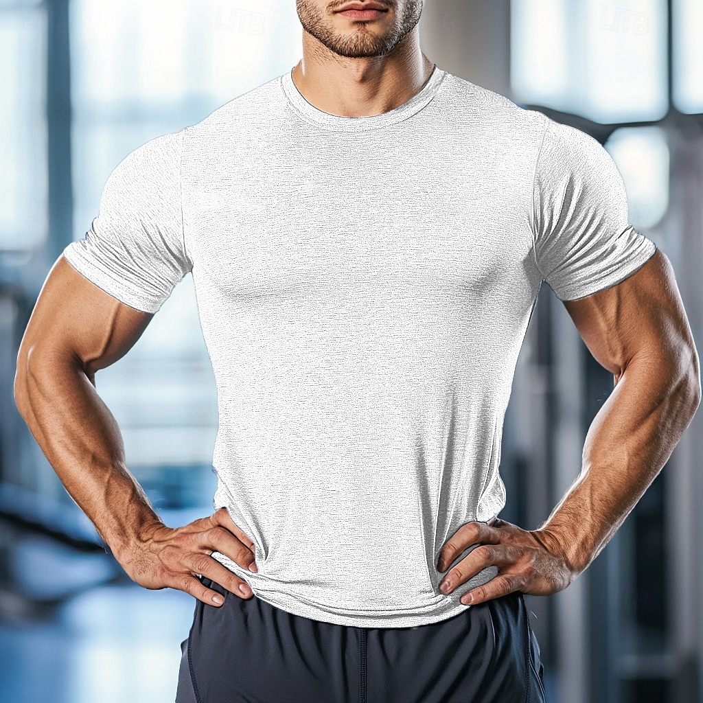 Herren T Shirt T-Shirt Kurze Ärmel Rundhalsausschnitt Sommer Einfach Mode Basic Sportlich Fitness Basketball Laufen Dunkelgrau Schwarz Weiß Top T-Shirt für Herren 2025 - $12.99 –P6