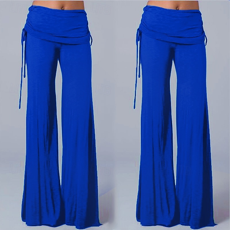 Women's Wide Leg Yoga Pants Smocked Waist Pants High Waist Dancewear Bottoms Quick Dry Violet White Black Yoga Pilates Dance Sports Activewear Micro-elastic Loose Athletic Casual Athleisure 2026 - $23.99 –P8