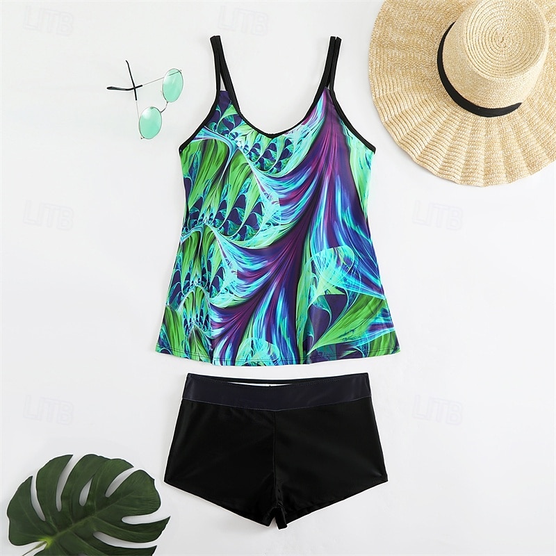 Femme Tankini Maillot De Bain Deux Pièces Bretelles Croisées Maillots de Bain Maillots de Bain Bleu Ciel Violet Respirable Séchage rapide Poids Léger Sans Manches - Natation Surf Plage Eté Printemps de 2025 ? $26.99 –P14