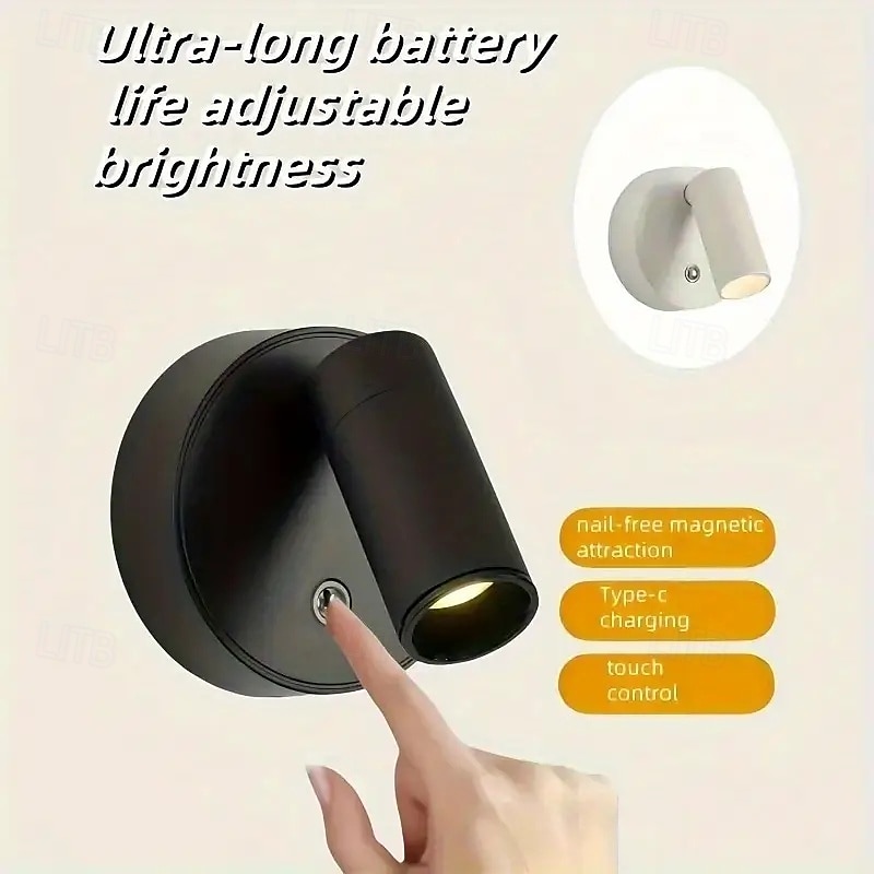 Tri-Color Dimmable LED Spotlight 360° Rotating Touch Control Magnetic Wall Mount Perfect for Bedroom, Living Room, Staircases and Cabinets 2026 - $13.49 –P7