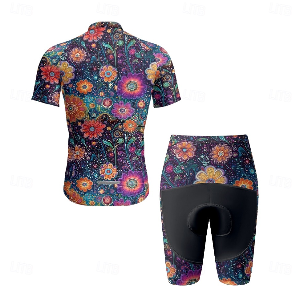 Men's Cycling Jersey with Shorts Floral Botanical Short Sleeve Bike Clothing Suit with 3 Rear Pockets Mountain Bike MTB Road Bike Cycling Front Zipper Sweat wicking Comfortable Breathable Sports 2025 - $47.99 –P7