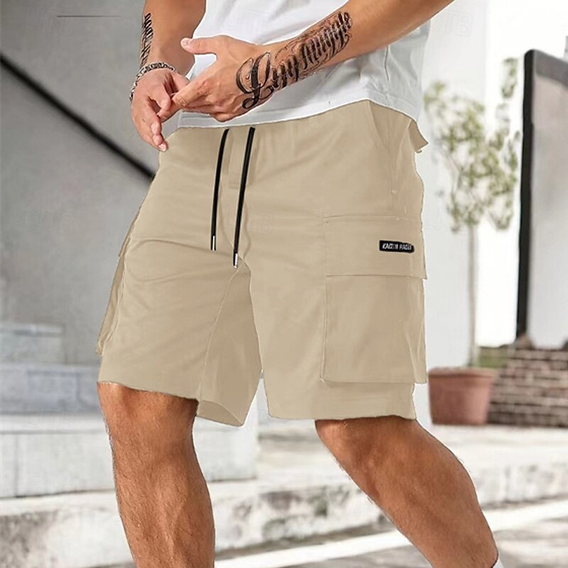 Homens Bermuda Cargo Calção Shorts de verão Com Cordão Cintura elástica Bolso multi Tecido Conforto Vestível Comprimento do joelho Ao ar livre Esporte Diário Moda Casual Preto Verde Claro de 2025 por $18.99 –P7