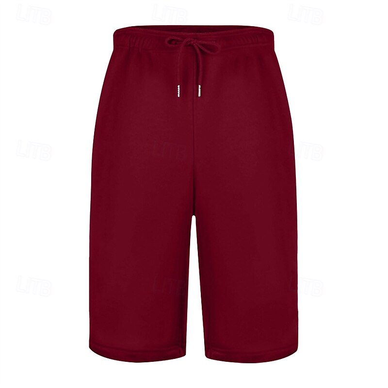 Men's Sweat Shorts Summer Shorts Casual Shorts Pocket Drawstring Elastic Waist Plain Comfort Short Party Daily Fashion Classic Style White Wine Micro-elastic 2025 - $17.99 –P16