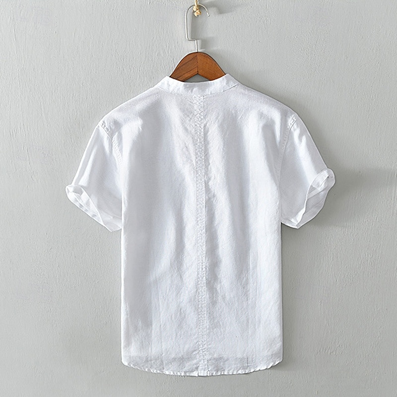 Per uomo Camicia Camicia di lino Camicia popover Camicia casual Camicia di cotone Semplice Vacanza Streetwear Bianco Blu reale Azzurro cielo Grigio chiaro Manica Corta Colletto alla coreana Estate del 2025 a $40.99 –P2