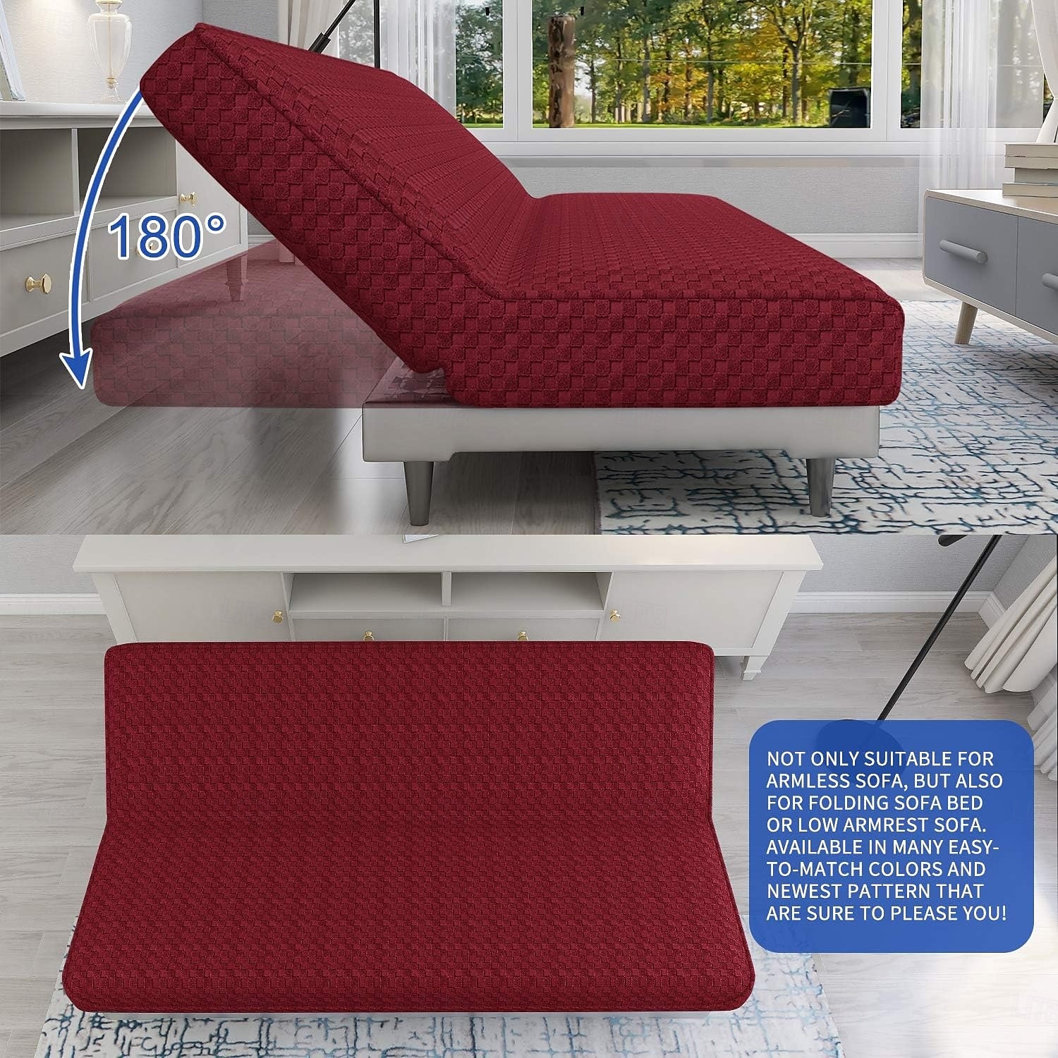 Jacquard Futon Cover Stretch Armless Futon Sofa Cover Soft Futon Slipcover with Elastic Bottom Thick Sofa Bed Furniture Protector Covers for Washable Futon 2025 - $29.99 –P6