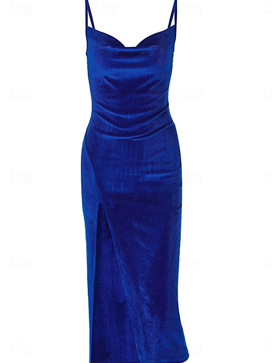 Damen Midi Kleid Slip Kleid Bodycon Kleid Formal Formelle Party Reguläre Passform Grafik Ärmellos Träger Schwarz Weinblau Sommer Frühling 2025 - $17.99 –P7
