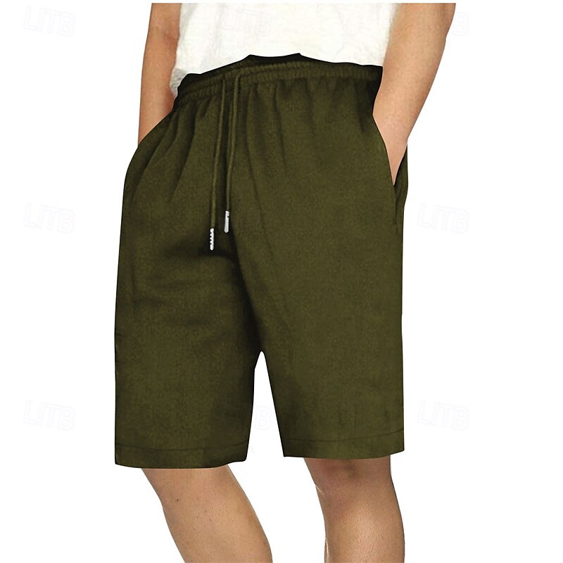 Men's Sweat Shorts Summer Shorts Casual Shorts Pocket Drawstring Elastic Waist Plain Comfort Short Party Daily Fashion Classic Style White Wine Micro-elastic 2025 - $17.99 –P3