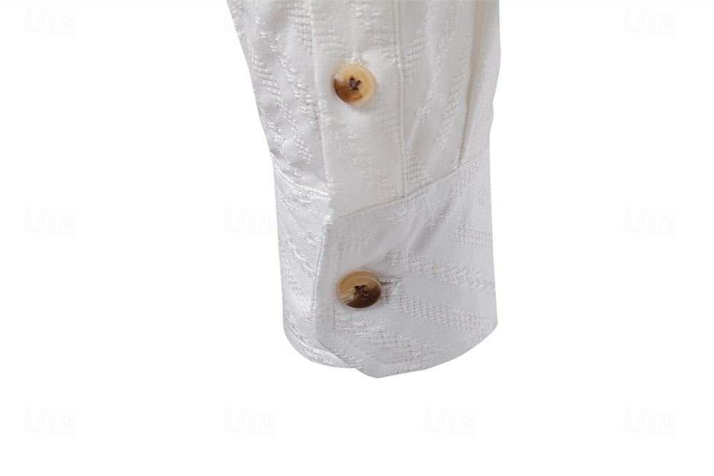 Per uomo Camicia Camicia popover Camicia estiva Maglietta informale Camicia da spiaggia Camicia con bottoni Nero Bianco Albicocca Manica lunga Jacquard Tinta unita / tinta unita A fascia Da mare del 2025 a $37.99 –P2